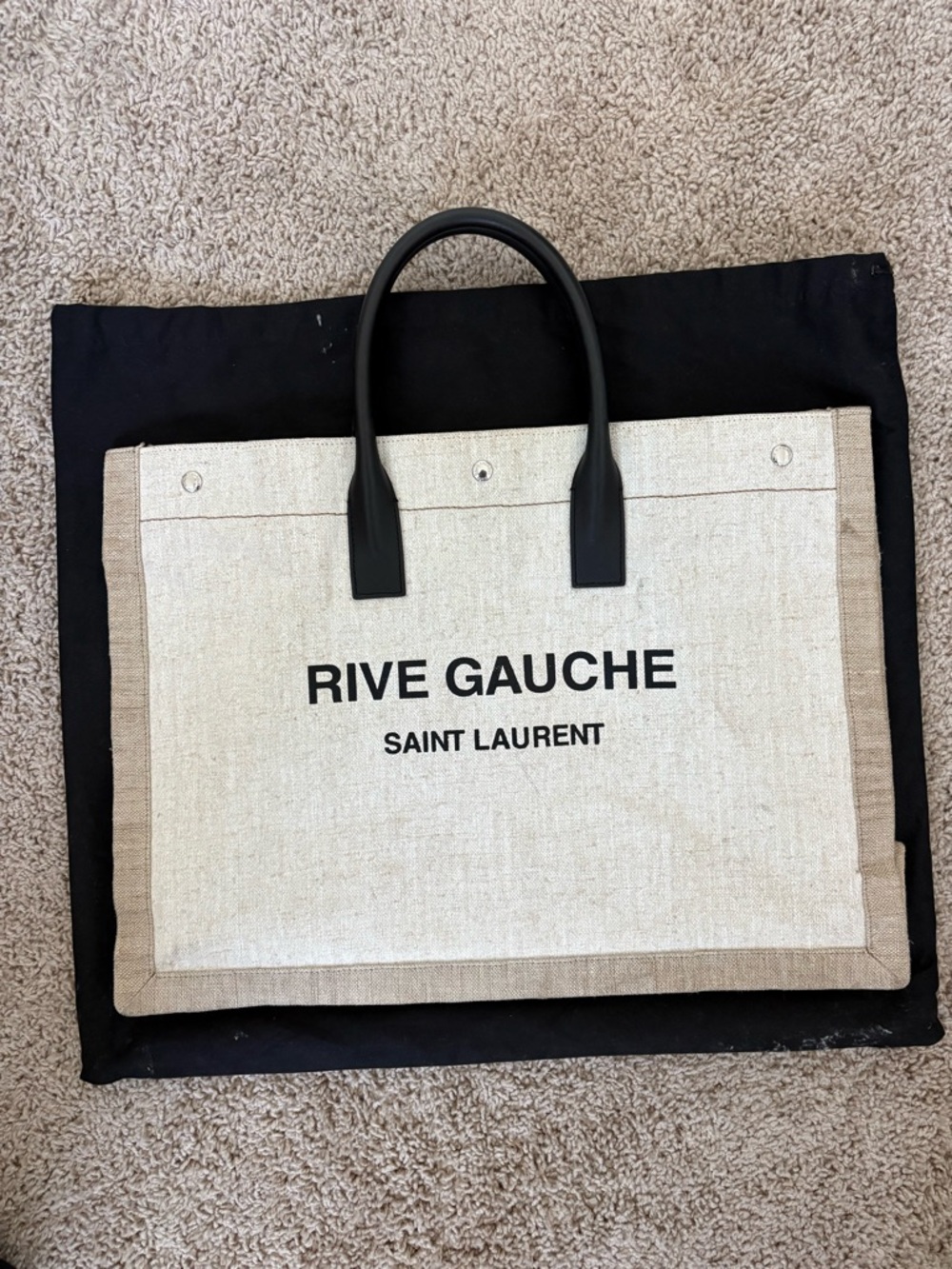 Saint Laurent Rive Gauche Linen Tote - Picture 5 of 5